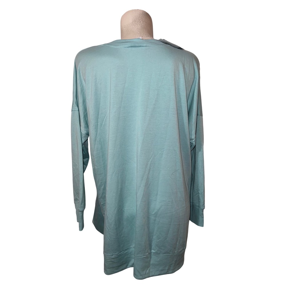 New LuLaRoe Womens XL Live Love Woof Dog Graphic Teal Blue LS HANNAH Pullover - Picture 5 of 8